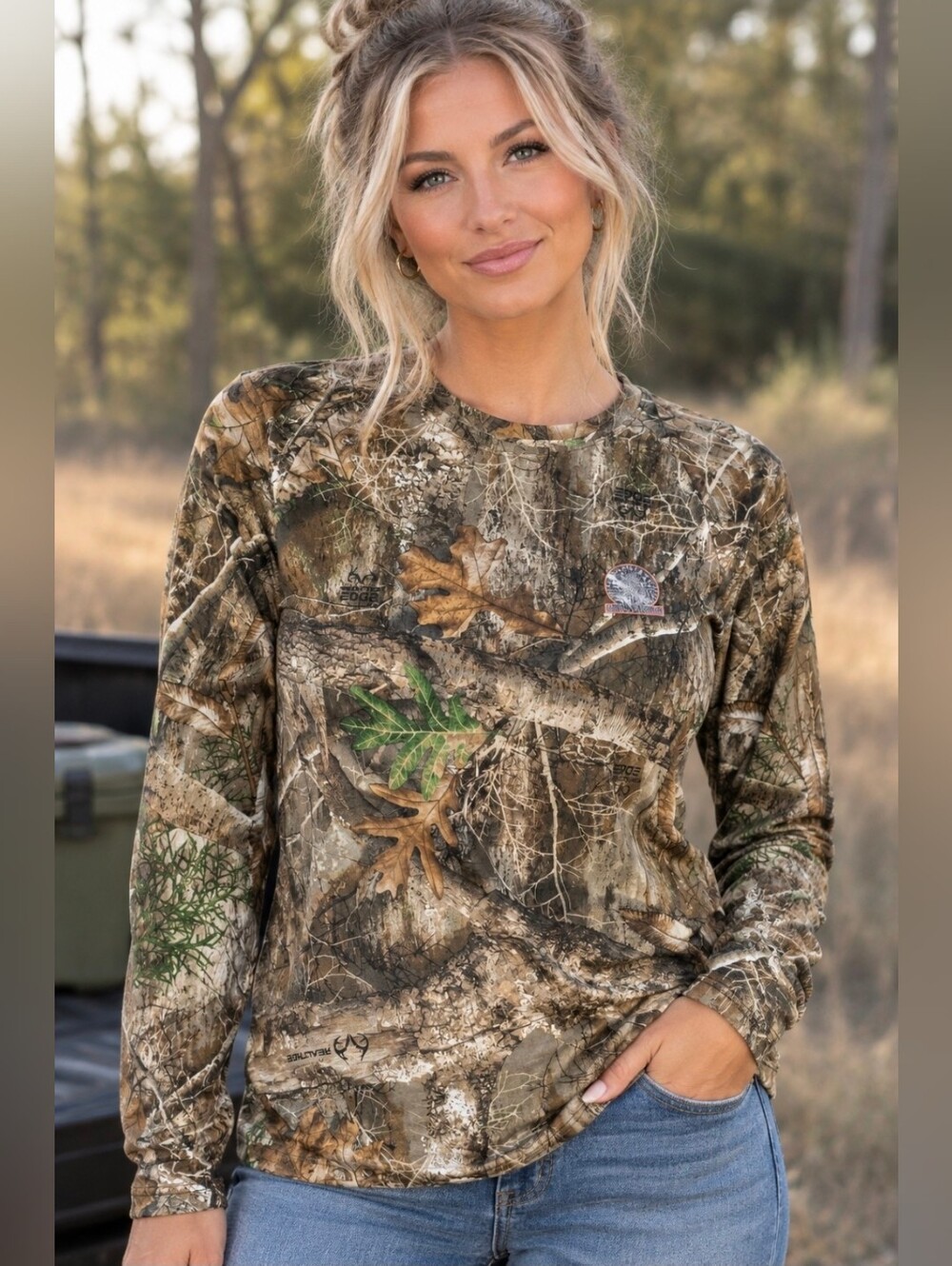 Realtree Egde Ocean Coast Camo Long Sleeve Tee Shirt Size M Medium T-shirt